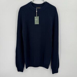 Quince Organic Cotton Fisherman Knit Crew Neck Sweater size L Men's Navy Blue
